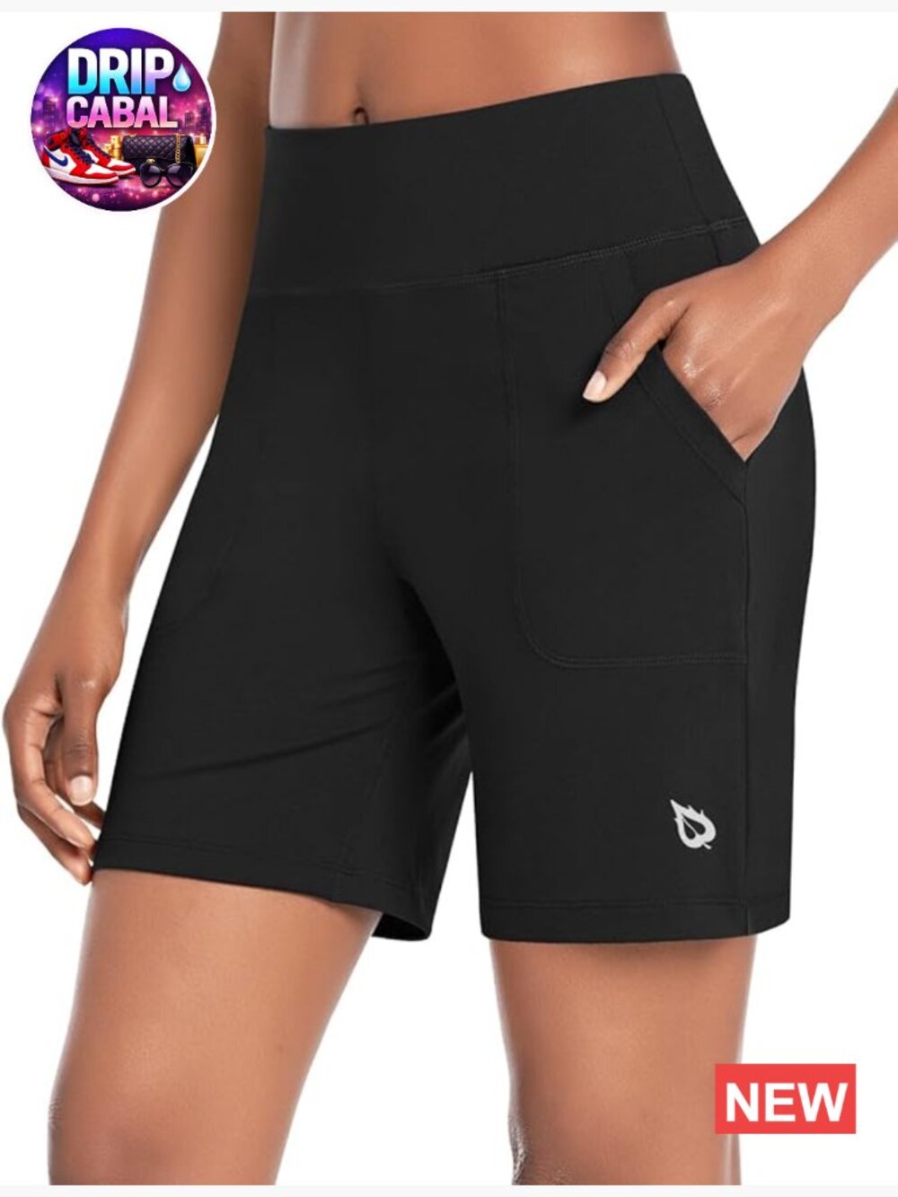 High Waisted 7" Bermuda Athletic Shorts with Pockets